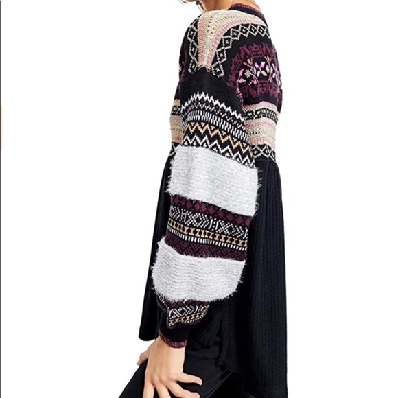 FREE PEOPLE WOMEN'S BLACK TUNIC SWEATER DRESS W/LONG BALLOON SLEEVES - Picture 3 of 6